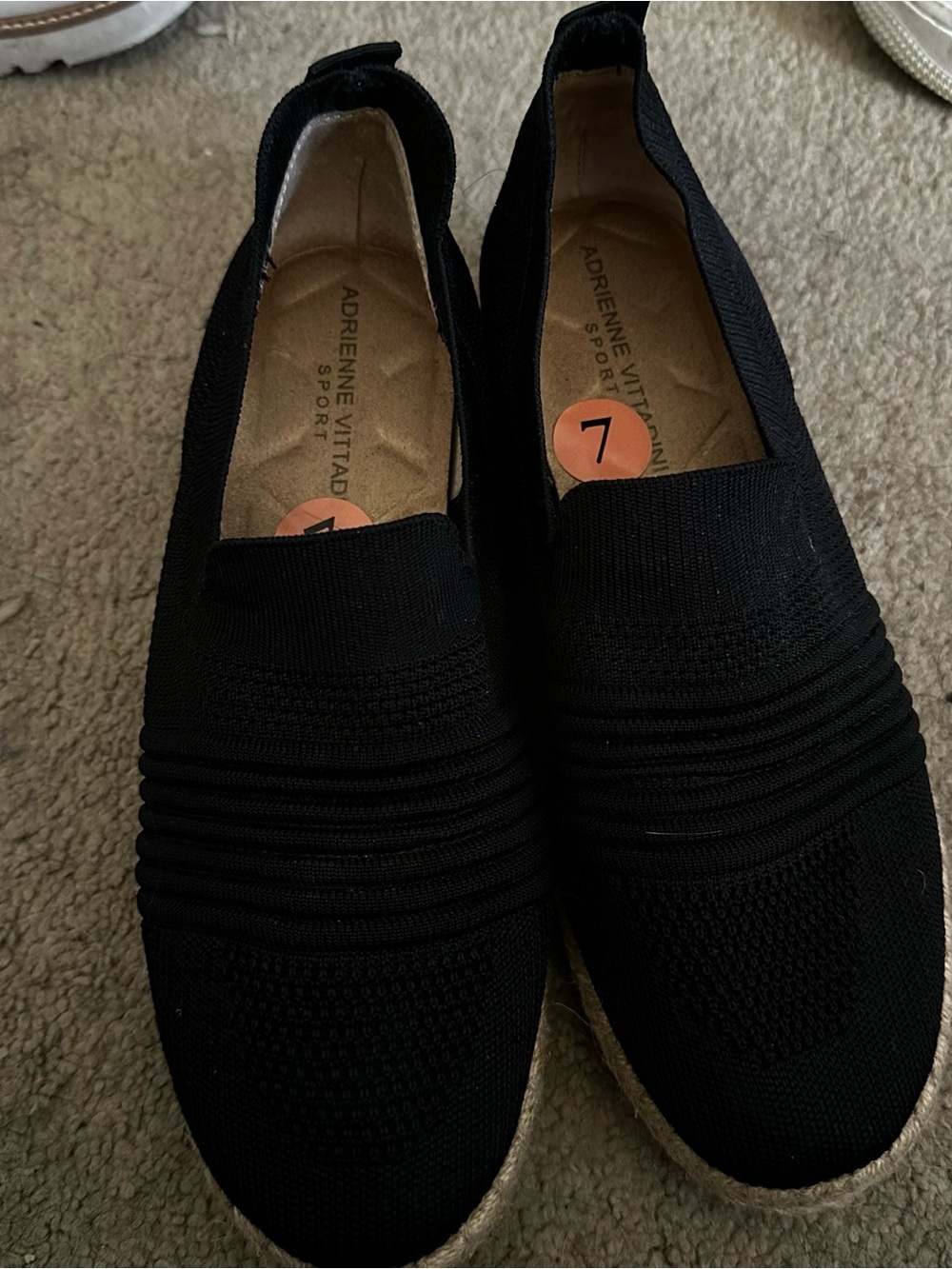 Black Espadrille Fabric Slide On Shoes